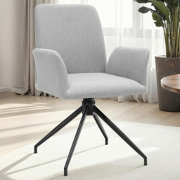 tectake Daya Light Grey Robust Fabric Upholstered Swivel Chairs Set of 4