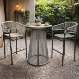 SOLACE+CO Hana Lita Dark Brown 2 Seater Garden Bar Set - thumbnail 1