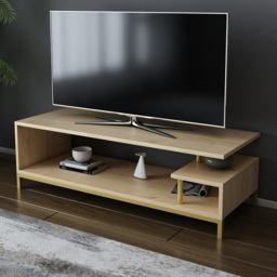 Decorotika Reilly Gold and Sapphire Oak 2 Shelf TV Unit