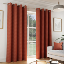 Enhanced Living Tokyo Orange Velvet Embossed Eyelet Thermal Curtains 229 x 183cm