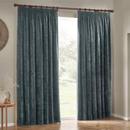 Yard Heavy Chenille Velvet Marine Pencil Pleat Curtains 117 x 183cm