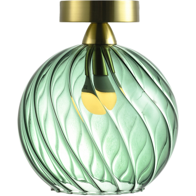 Happy Homewares Brushed Gold Base Ceiling Light Fitting with Emerald Green Glass Shade - image 1
