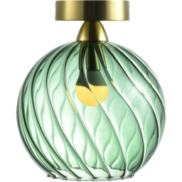 Happy Homewares Brushed Gold Base Ceiling Light Fitting with Emerald Green Glass Shade
