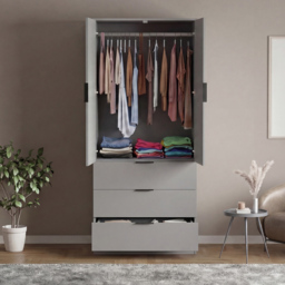 Vida Designs Trega Grey 2 Door 3 Drawer Wardrobe - thumbnail 4