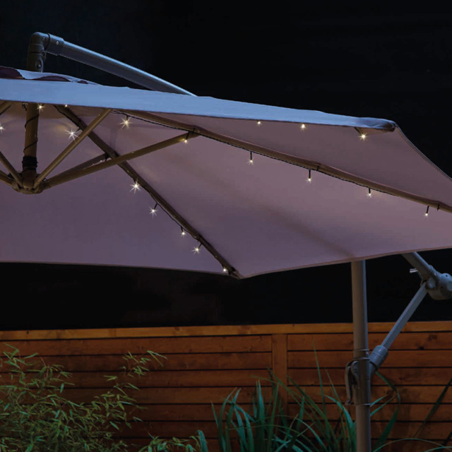 Gardenkraft Warm White 54 LED Parasol Timer Lights - image 1