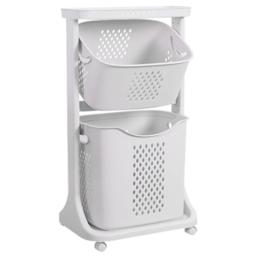 Living and Home 2 Basket Bathroom Clothes Laundry Basket with Wheels
