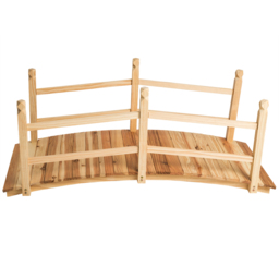 tectake Brown Weatherproof Garden Bridge with Railing 137 x 58cm - thumbnail 4