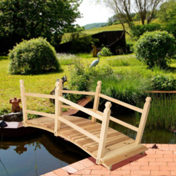 tectake Brown Weatherproof Garden Bridge with Railing 137 x 58cm - thumbnail 2