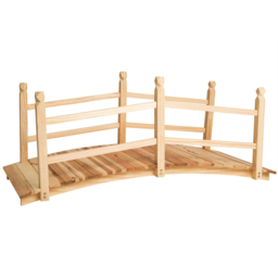tectake Brown Weatherproof Garden Bridge with Railing 137 x 58cm - thumbnail 3