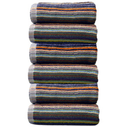 Odyssey Collection Multicolour Stripe Recycled Cotton Hand Towel 6 Pack