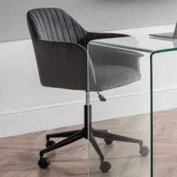 Julian Bowen Kahlo Grey and Black Velvet Swivel Office Chair