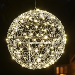 Xmas Haus Silver 160 Warm White Micro LED Ball Light 30cm - thumbnail 1