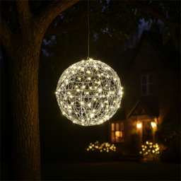 Xmas Haus Silver 160 Warm White Micro LED Ball Light 30cm - thumbnail 2