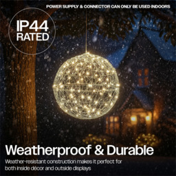 Xmas Haus Silver 160 Warm White Micro LED Ball Light 30cm - thumbnail 4