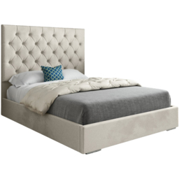 Alma Silver Small Double Velvet Upholstered Bed Frame with Chesterfield Headboard - thumbnail 2