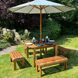 Charles Taylor Knights 6 Seater Garden Dining Bench Set - thumbnail 3