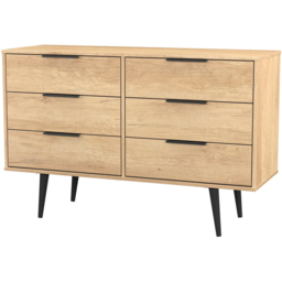 Crowndale Hong Kong 6 Drawer Nebraska Oak Wide Chest of Drawers Ready Assembled - thumbnail 2