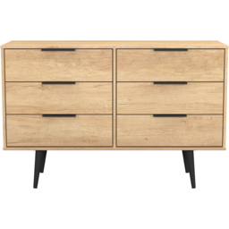 Crowndale Hong Kong 6 Drawer Nebraska Oak Wide Chest of Drawers Ready Assembled - thumbnail 3