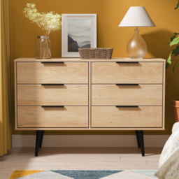 Crowndale Hong Kong 6 Drawer Nebraska Oak Wide Chest of Drawers Ready Assembled - thumbnail 1