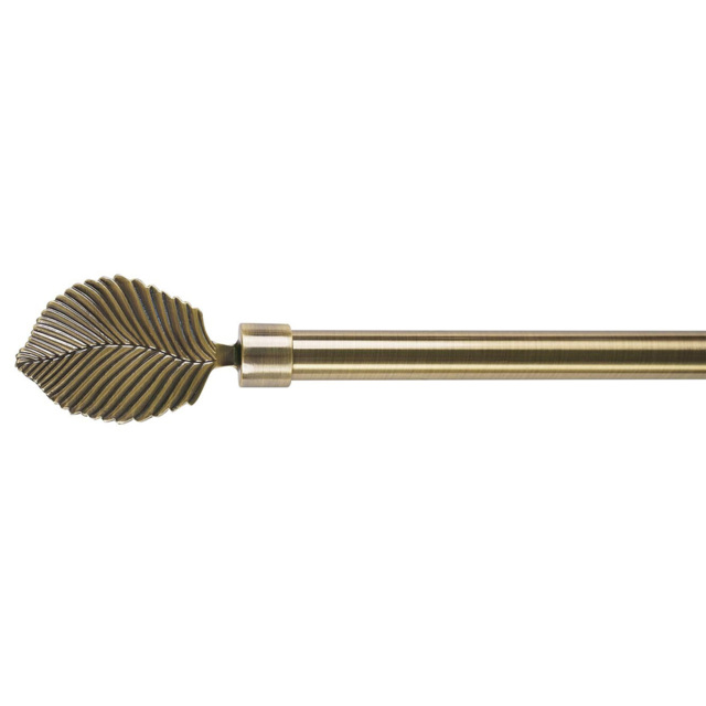 210cm Extendable Antique Brass Palm Leaf Curtain Pole