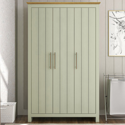 Bexley 3 Door Sage Green Wardrobe - thumbnail 1