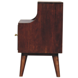 Artisan Furniture Chestnut Single Drawer Single Shelf Mango Wood T-Bar Raised Back Bedside Table - thumbnail 4