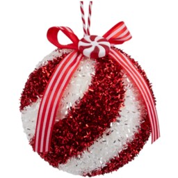 Candy Cane Lane Red Bauble with Bow 4 Pack - thumbnail 3