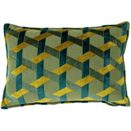 Paoletti Delano Teal and Gold Velvet Jacquard Cushion