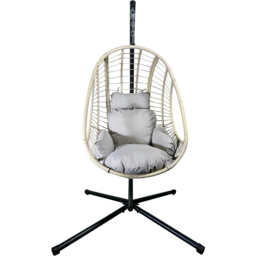 Outdoor Essentials Sophia Single White Rattan Hanging Chair - thumbnail 2