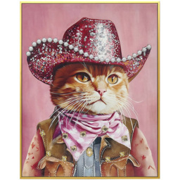 Cowboy Cat Framed Canvas Pink - thumbnail 1