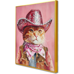 Cowboy Cat Framed Canvas Pink - thumbnail 3