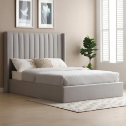 Atticus Super King Grey Faux Wool Ottoman Bed