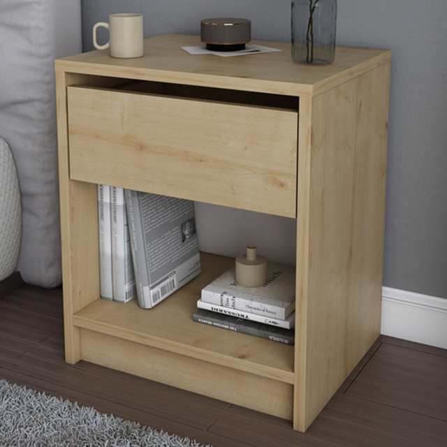 Decorotika Sheridan Single Drawer Sapphire Oak Floating Bedside Table - image 1