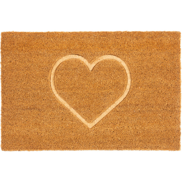 Eselle Astley Pressed Heart Embossed Natural Door Mat 40 x 60cm - image 1