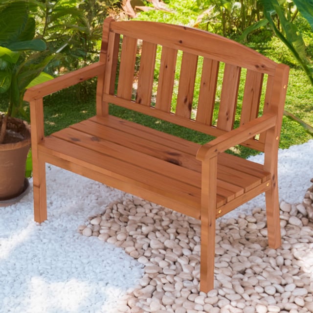 AMATA Ungurs 2 Seater Brown Wooden Garden Bench - image 1