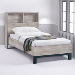 Julian Bowen Bali Single Grey Oak Bed with Bookcase Headboard