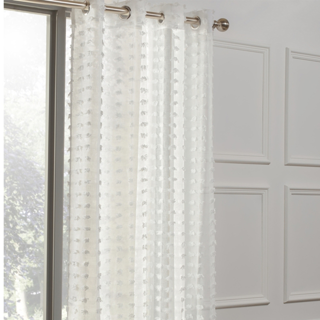 Divante Tufted White Panel Eyelet Curtain 137 x 213cm