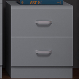 FWStyle Tunis 2 Drawer Matt Grey Bedside Table - thumbnail 1