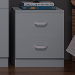 FWStyle Tunis 2 Drawer Matt Grey Bedside Table - thumbnail 4
