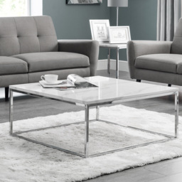 Julian Bowen Scala Chrome and White Marble Top Coffee Table