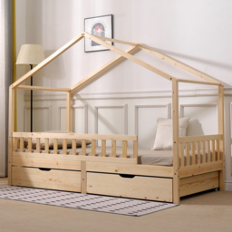 Portland Wood House Natural 2 Drawer Kids Bed Frame