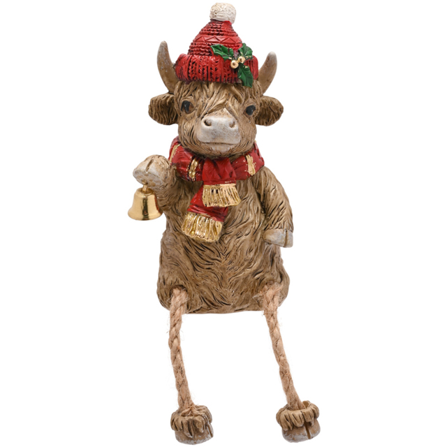 The Seasonal Gift Co. Highland Cow with Hanging Legs Christmas Figurine - image 1