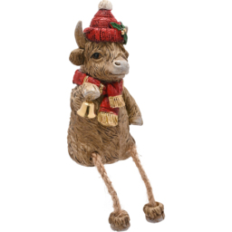 The Seasonal Gift Co. Highland Cow with Hanging Legs Christmas Figurine - thumbnail 3