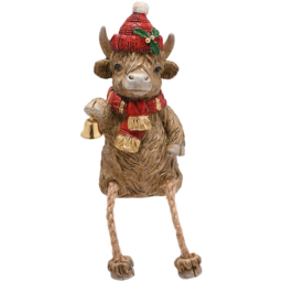 The Seasonal Gift Co. Highland Cow with Hanging Legs Christmas Figurine - thumbnail 1