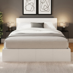 GFW White King Size Faux Leather End Lift Ottoman Bed with Memory Pocket Spring Mattress