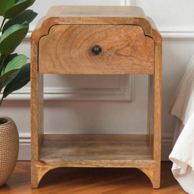 Artisan Furniture Newton Oak-ish Single Drawer Single Shelf Solid Wood Mini Nightstand - image 1
