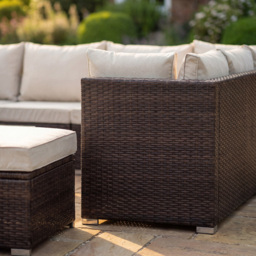 Artemis Home Oliena 6 Seater Brown Rattan L-Shaped Modular Corner Garden Furniture Set - thumbnail 3