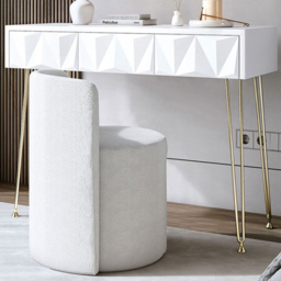 CARME Home Claudia White and Gold 3 Drawer Dressing Table