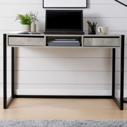 Home Source Toronto Concrete Effect 2 Drawer Single Shelf Computer Desk