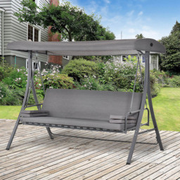 Outsunny 3 Seater 2 in 1 Grey Swing Chair with Canopy